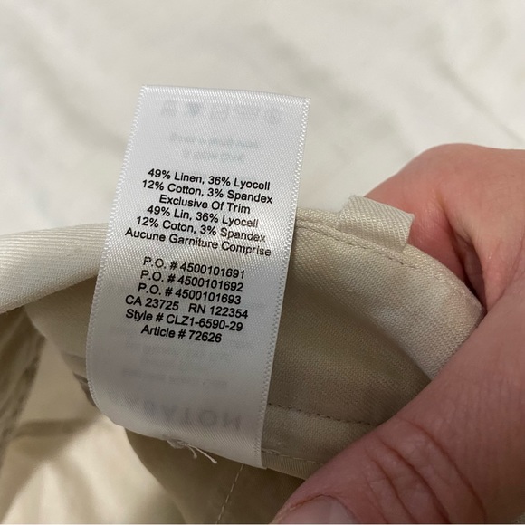 Aritzia Babaton Sidiki Cream Linen Wide Leg High Rise Pant size 2 - Picture 13 of 16